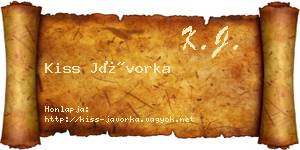 Kiss Jávorka névjegykártya